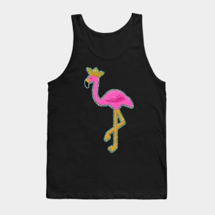 Pink Flamingo Aqua Glitter Border and Gold Crown | Cherie's Art(c)2020 Tank Top